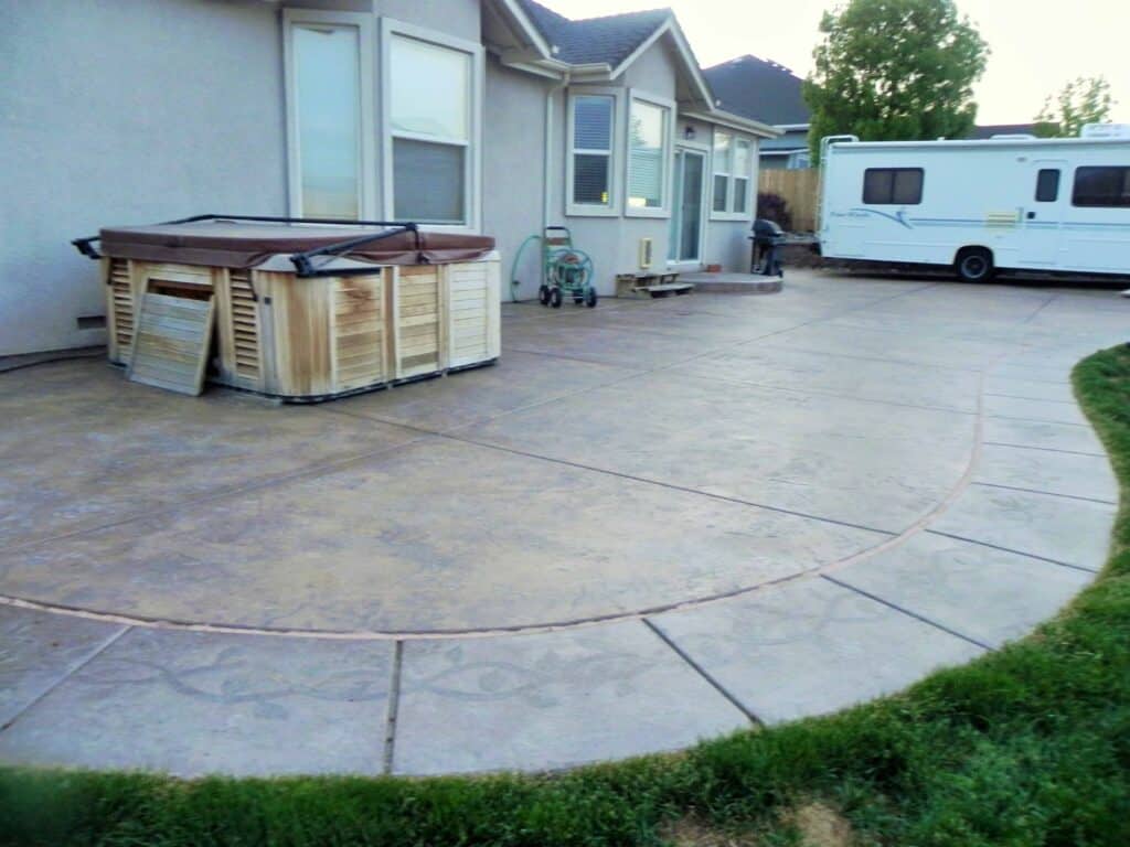 stamped concrete patio and RV storage pad